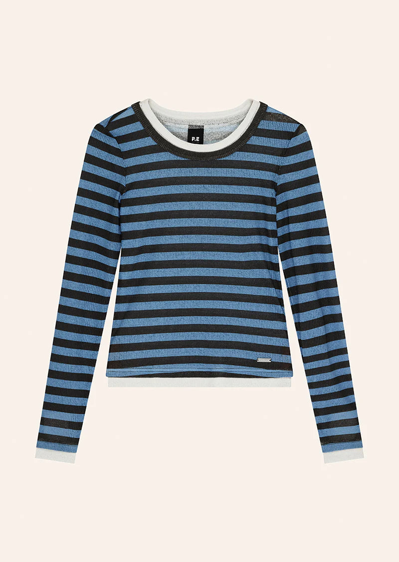 Serene Stripe Long Sleeve Tee In Coffee Stripe