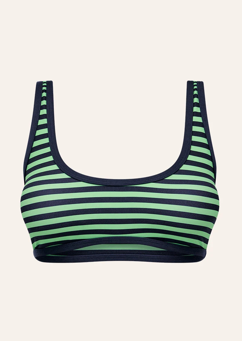 Solis Scoop Sports Bra In Kiwi Green Stripe
