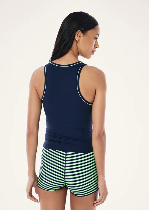 Spectrum Scoop Tank In Dark Navy & Kiwi Green