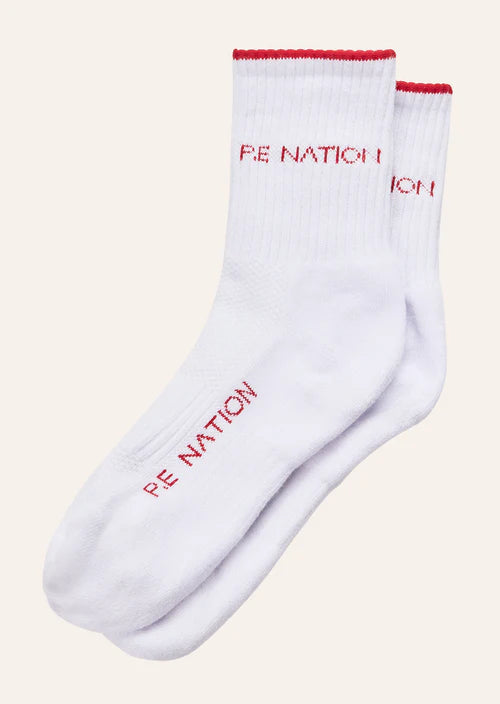 Vita Sock In White & College Red