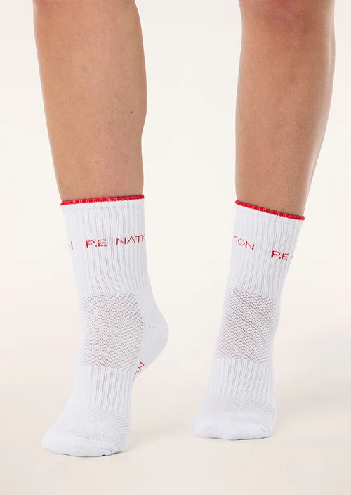 Vita Sock In White & College Red