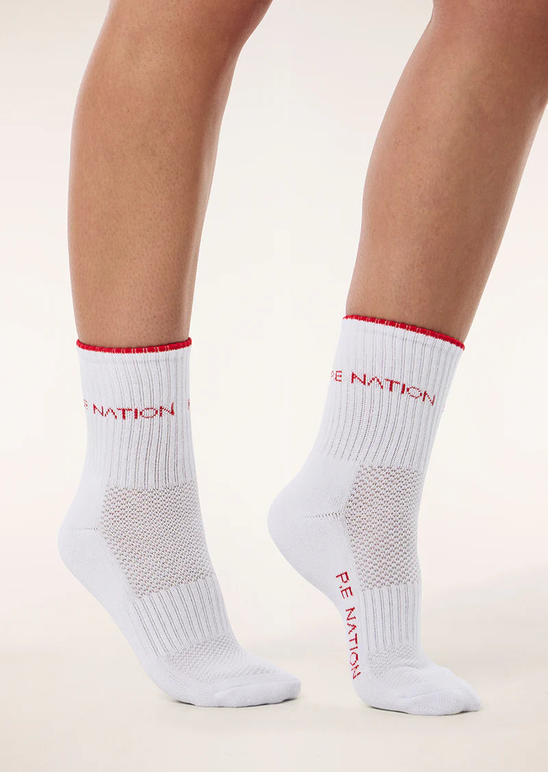 Vita Sock In White & College Red