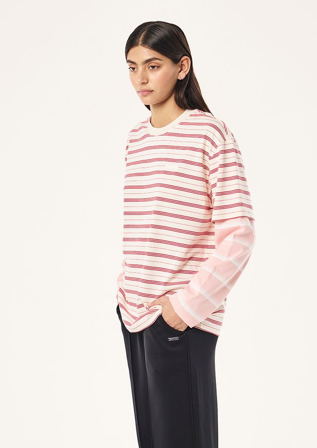 Spark Long Sleeve Tee in Soft Pink Stripe