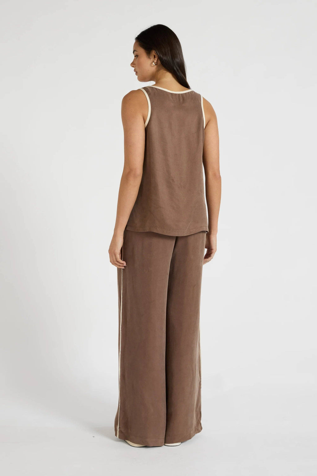Cupro Contrast Pant - Latte