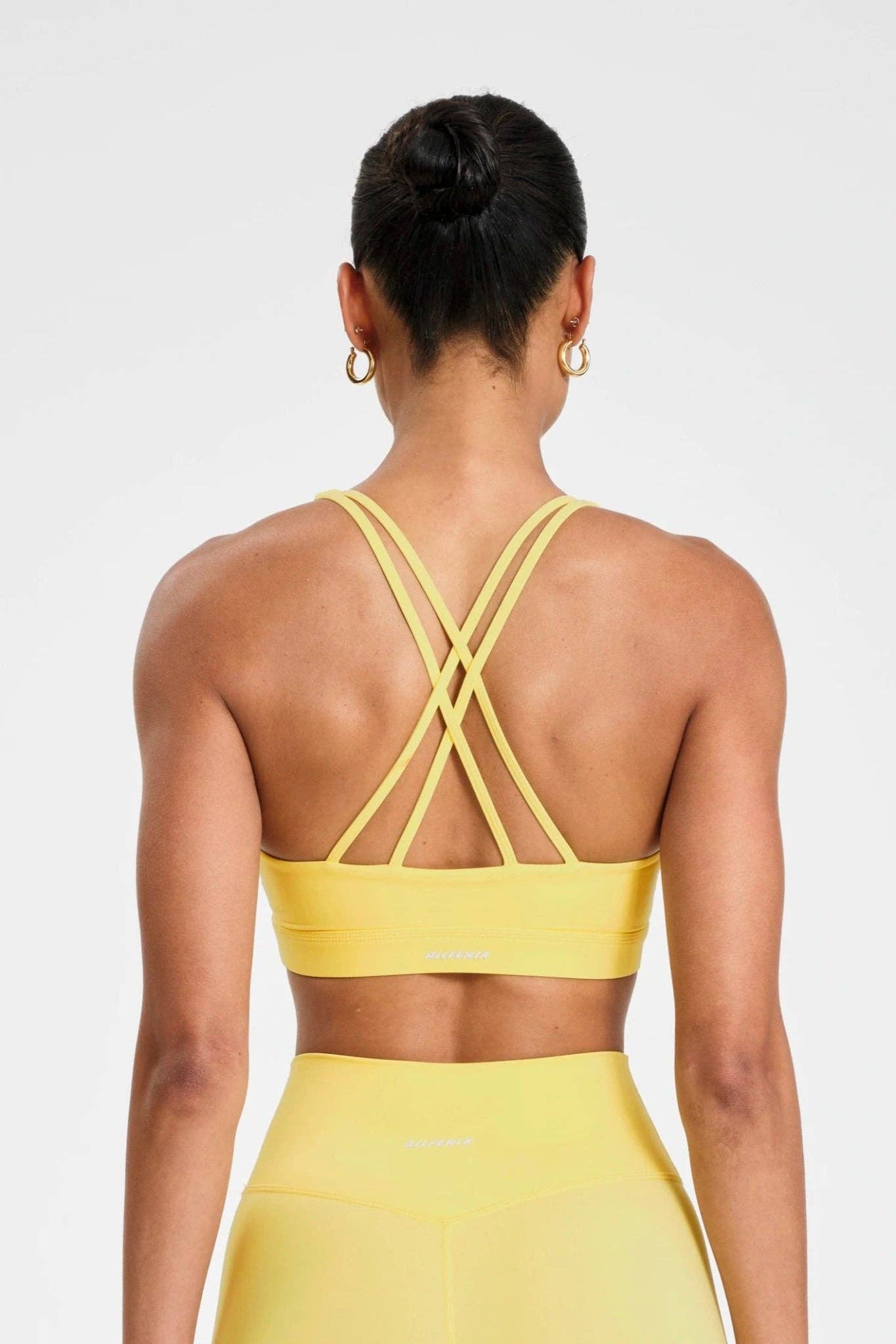 CLOUDCORE Cross Back Sports Bra: Butter Yellow