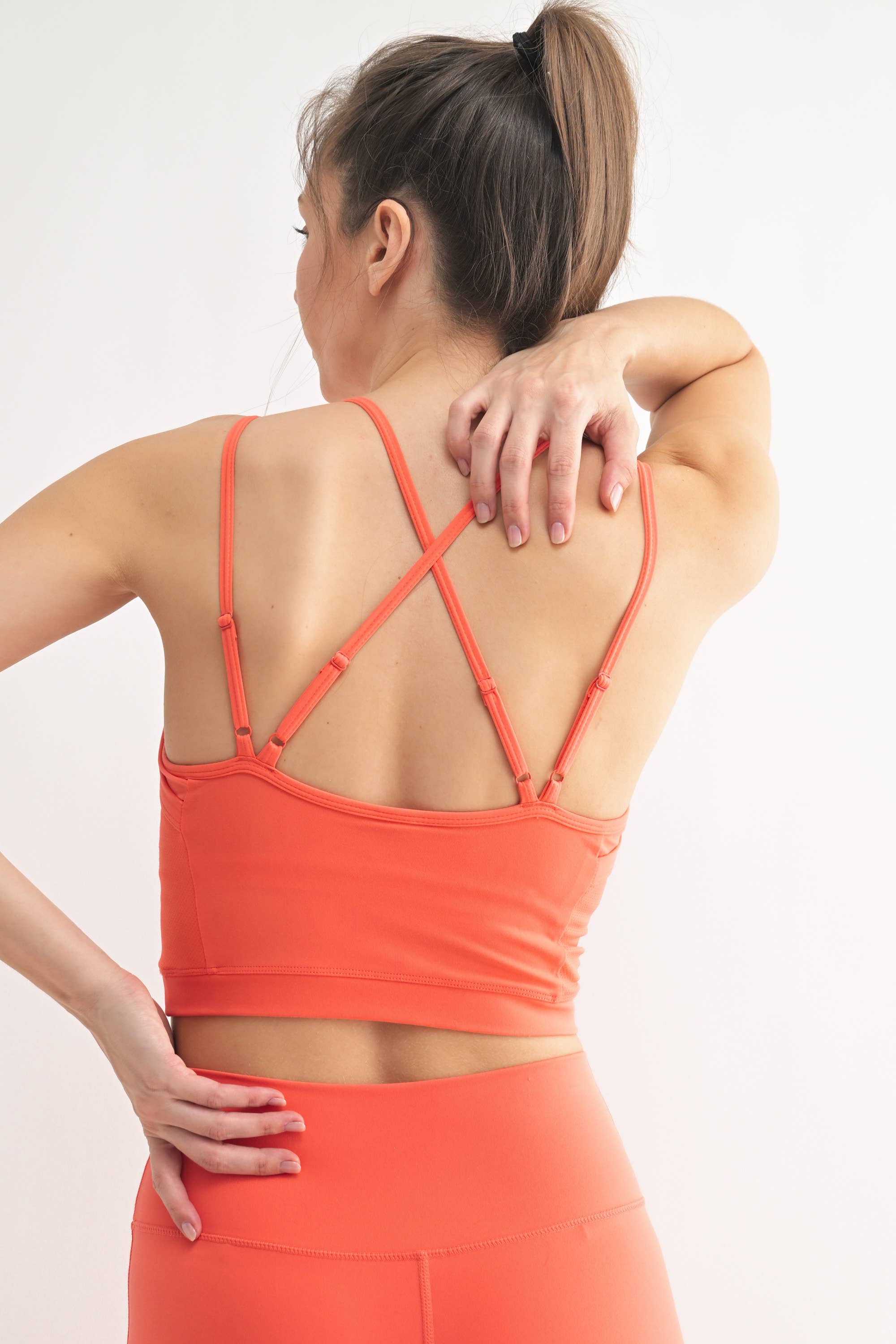 Manhattan Long Line Double Strap Active Top - Hot Coral