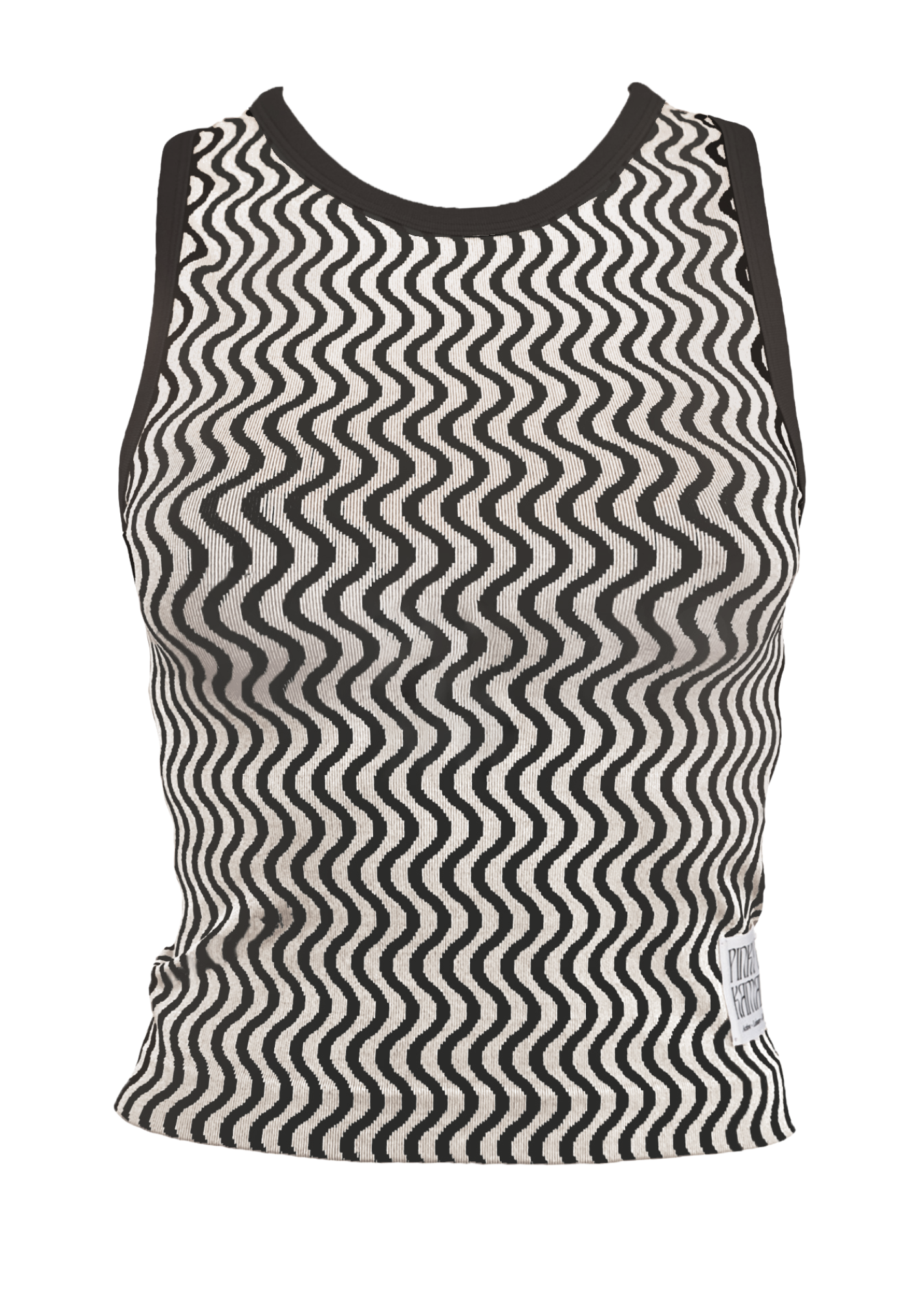 Wavy Lines Tank - Black/Beige