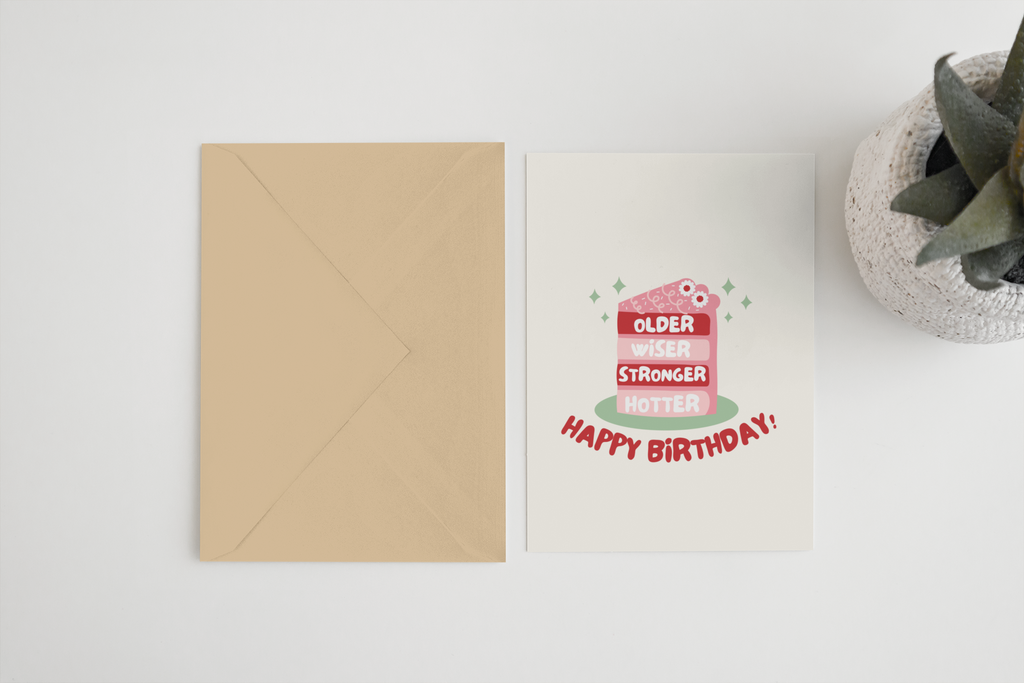 Older wiser stronger hotter birthday card