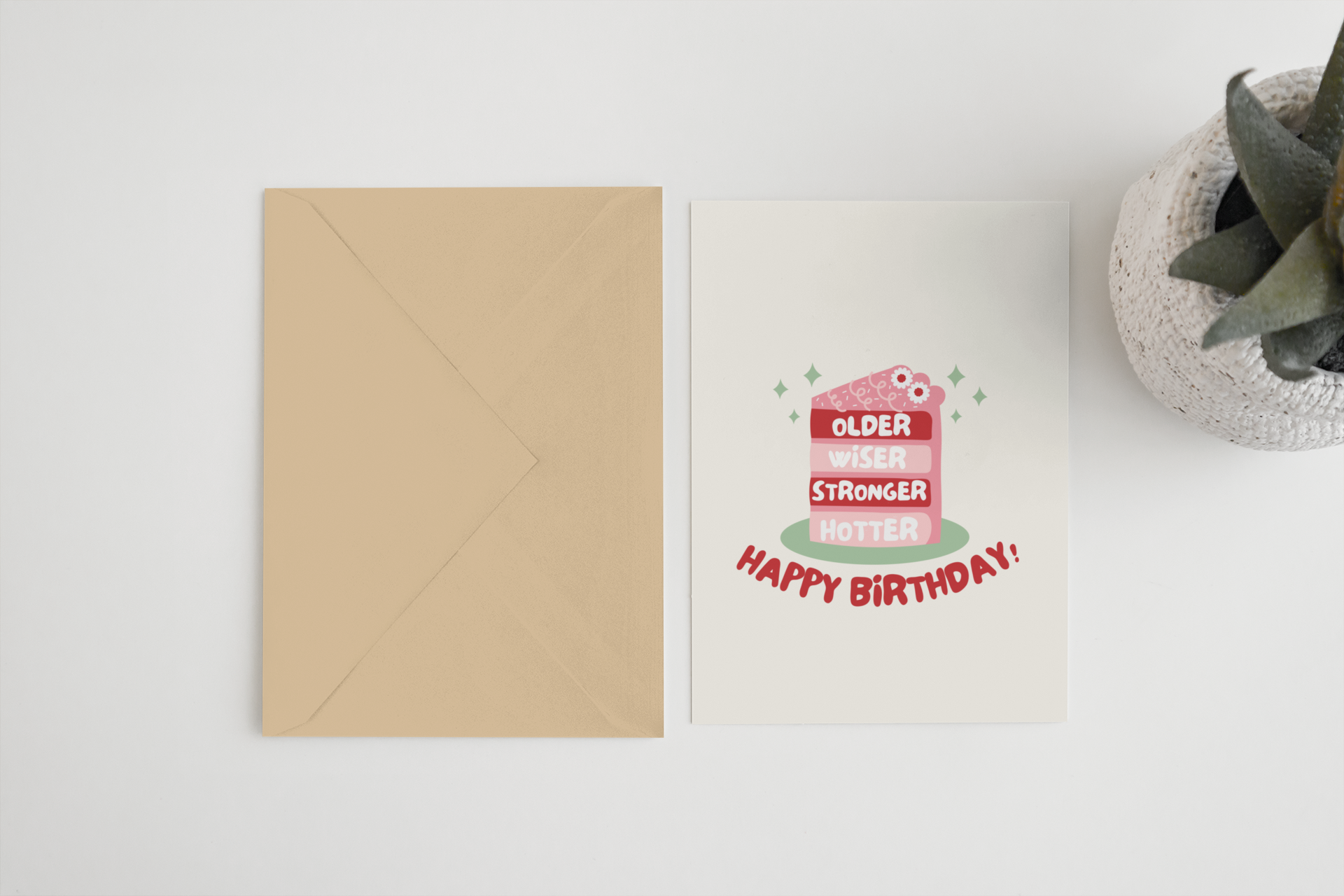 Older wiser stronger hotter birthday card