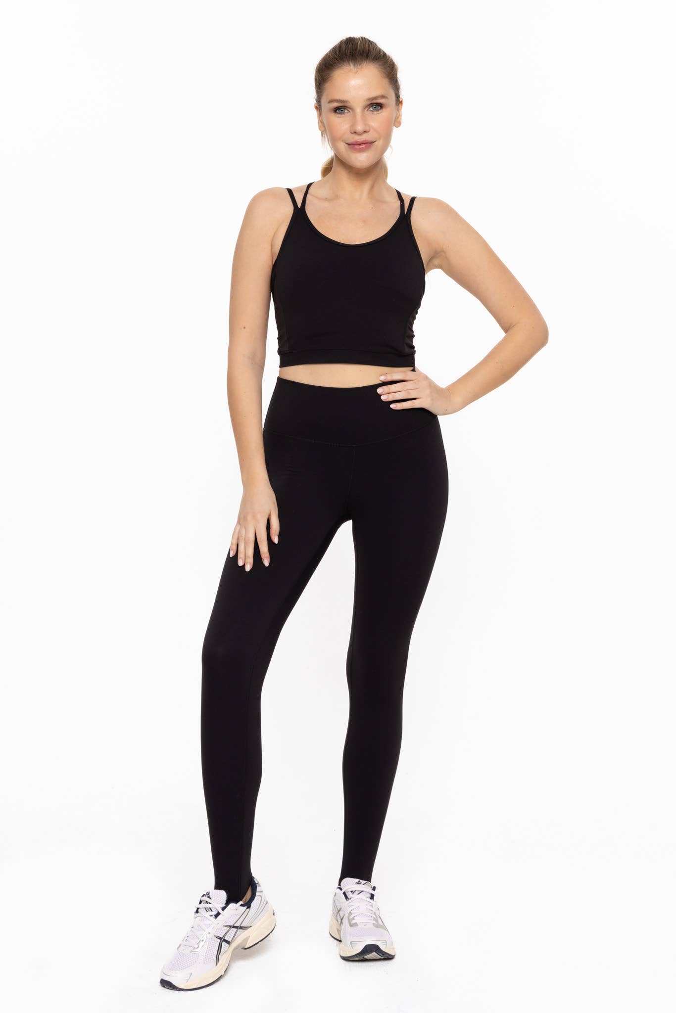 Manhattan Long Line Double Strap Active Top - Black