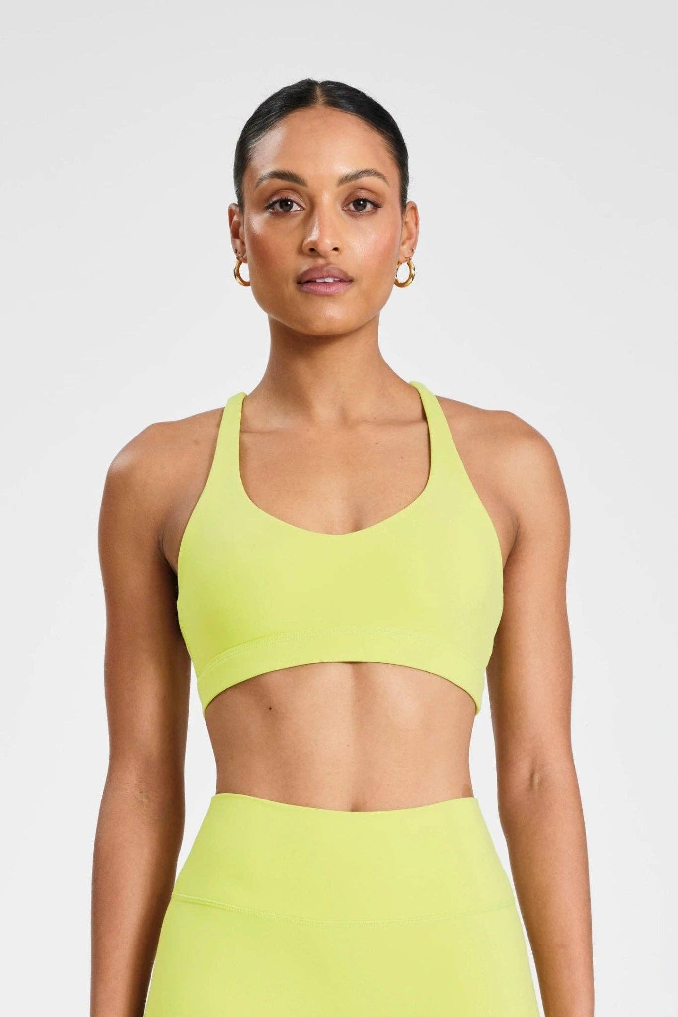 CLOUDCORE Cross Back Sports Bra: Lime